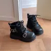 Botas de Invierno Estilo Británico para Niñas 2026, Cálidas con Forro de Terciopelo, Botas de Motociclista, Suela Gruesa, Hebilla, Botas de Cuero de Trabajo