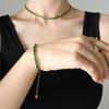Cadena de moda elegante de lujo ligero de alta calidad con circonitas transparentes de acero de titanio, collar y pulsera, joyería para traje.