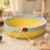 Nido tejido de cuerda de algodón transpirable y no sofocante para el verano, adecuado para todas las estaciones, una casa para gatos popular y multifuncional para que los gatos descansen y jueguen