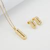 Transfronteiriço europeu e americano de aço inoxidável colar de diamantes conjunto de jóias oval moda feminina de duas peças jóias spot atacado