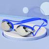 Venta al por mayor de fábrica gafas de natación de silicona coloridas galvanizadas HD impermeables antivaho montura grande unisex gafas de competición