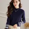 Tejido Jacquard de Cuello Alto Medio para Mujer Otoño e Invierno 2025 Nuevo Suéter Interior Tejido Grueso para Base