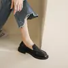 Zapatos de mujer de cuero estilo británico con suelas gruesas, nuevo modelo 2026, mocasines slip-on de tacón grueso, punta redonda, con talón pisable, zapatos casuales