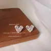 Pendientes de amor con circonita microincrustada, moda, para ir al trabajo, versátiles, simples, con forma de corazón, pequeños, de alto nivel, con pasador de plata para mujer