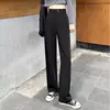 Pantalones de traje anchos para mujer estilo coreano, nuevo modelo otoño 2024, de cintura alta, efecto drapeado, pantalones rectos talla grande, pantalones de moda y versátiles