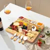 Tábua de Corte de Queijo de Bambu Conjunto de Bandejas Compartimentadas para Cozinha com Faca de Queijo Criativa Tábua de Corte de Frutas de Bambu
