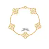 Pulsera de Trébol de Cuatro Hojas y Cinco Flores CNC Oro V Delgado Flor Nueva Edición Artesanía Fina Cadena Gruesa de Nueve Secciones Pulsera de Trébol de Cuatro Hojas de Nácar Blanco Natural