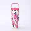 Taza de Coche para Plantas y Flores de 30 oz Transfronteriza, Acero Inoxidable 304, Taza Térmica al Vacío, Taza Portátil de Viaje con Popote