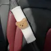 Funda de Cinturón de Seguridad de Dibujos Animados de Lujo Alto, Cabeza de Oso de Terciopelo de Cordero, Funda de Hombro para Cinturón de Seguridad Extendido de Coche Personalizada, Elegante y Linda