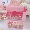 Caja de almacenamiento de plástico con diseño de dibujos animados para bolígrafos, caja de maquillaje Yugui dog melody, caja de almacenamiento abatible para cinta, papelería, lápiz labial