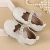 Zapatos de Princesa con Lazo de Encaje para Niñas 2025 Otoño Nuevos Casuales Versátiles para Niños Zapatos de Cuero de Suela Blanda Bajos