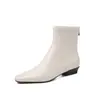Botas Elásticas de Punta Cuadrada Super Elásticas para Mujer Botas Adelgazantes Otoño Nuevo Estilo Botas de Punta Cuadrada con Cremallera Trasera de Tacón Bajo Botines Elásticos para Mujer