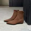Botas Elásticas Ajustadas para Mujer con Aumento Interno de Altura, Nuevo Estilo Coreano de Gamuza Otoño/Invierno Punta Puntiaguda Tacón Medio Cremallera Trasera Botines Elásticos para Tobillo 42
