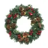 Corona de Navidad Transfronteriza de Amazon para Puerta y Ventana con Piñas y Frutos Rojos, Decoración Colgante para Ventana del Hogar, Arreglo de Escena Navideña
