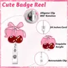 Porta Credencial Retráctil de Nuevo Estilo Transfronterizo con Clip Giratorio, Impresión UV de Cereza, Porta Insignia, Correa para Credencial de Trabajo