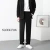 Calça de terno casual da moda para homens, calça reta confortável e modeladora para outono e inverno, calça estilo retrô americano