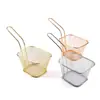 Cesta de freír para patatas fritas de acero inoxidable transfronteriza Cesta para snacks de comida occidental Cesta de malla frita Cesta con soporte para escurrir a prueba de aceite