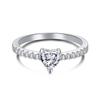Lin Lang s925 anel de prata esterlina incrustado com gota de água rosa amor zircão anel linha de diamante anel de diamante rosa anel de diamante atacado mulheres