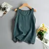 Nueva camisola artística retro estilo chino para mujer, adecuada para usar en capas, holgada y versátil para el verano, se puede usar como prenda exterior, hecha de algodón y lino, top sin mangas