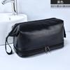 Bolsa de lavado de doble capa de cuero PU, ligera, estilo británico, bolso de mano de gran capacidad, almacenamiento, viaje, portátil, nuevo