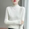 Suéter base de peça única sem costura com gola alta meia para mulheres, nova roupa íntima simples de outono e inverno, blusa base plus size para mulheres