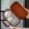 Juego de té de viaje color jade, tetera de cerámica, gaiwan, taza de té de porcelana blanca para exteriores, bandeja de té de vidrio, regalo de empresa
