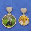 Hip-Hop Europeo y Americano Hebilla de Corazón Transfronteriza Colgante de Foto Cobre Incrustado Circonita Joyería de Moda Colgante Redondo de Memoria Personalización