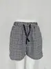 Verano Nuevo Pantalones Cortos Casuales de Cuadros Negros y Blancos Pantalones Finos Holgados con Cordón Deportivos Pantalones Cortos Americanos Suministro Exclusivo Transfronterizo