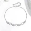Pulsera de Plata Pura S925 con 3 Piedras Principales de 4x6/6x8mm Base Plana DIY Pulsera de Calcedonia Mariposa Luz de Luna en Estilo Juvenil