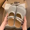Zuecos de suela gruesa estilo Birkenstock para mujer, Nuevo modelo Verano 2026, Sandalias de playa transpirables tejidas sin cordones