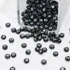 Miçangas Acrílicas 4*7mm com Fundo Preto e Letras Brancas, Miçangas Soltas, Acessórios para Montagem de Pulseiras DIY Feitas à Mão