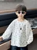 Q029 Camiseta de Manga Larga de Otoño para Niños, Estilo Nuevo, Ropa Infantil de Moda, Camiseta Base Estrellada a la Moda