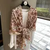 Bufanda Impresa Estilo Coreano para Mujer, Protección Solar Primavera y Verano Hoja de Arce Bufanda Larga de Seda para Viajes y Fotografía, Adecuada para Habitaciones con Aire Acondicionado como Chal Exterior