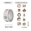 500 Hojas/Rollo Serie Navideña Pegatinas en Rollo Pegatinas para Sellar Sobres Pegatinas de Etiqueta Autoadhesivas Transfronterizas Pegatinas para Cuaderno