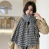 2024 nova versão coreana de outono e inverno de lenço pied de poule preto e branco feminino xadrez cashmere xale borla cachecol atacado