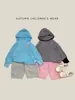 Sudadera con capucha a rayas para niños de primavera y otoño, estilo coreano, ribete de contraste de color, sudadera raglán para bebé, top casual para niños y niñas
