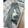 Pantalones Vaqueros Débiles Spice Girl Estilo Americano para Mujer Primavera y Otoño Talla Grande Chica Gordita Cintura Alta Adelgazantes Pantalones Ajustados Acampanados