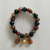 Pulseira de Vidro Cor Cinza para Mulheres e Homens, Contas Soltas Multicoloridas, Pulseira de Vidro Antiga Besta Engolidora de Ouro de Cinco Cores, Multicolorido