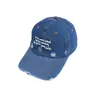 Gorra de Béisbol Estilo Americano Desgastada para Mujer con Bordado de Letras, Mezclilla Lavada, Ala Ancha, Visera para Adelgazar la Cara, Protección Solar, Gorra de Pico para Hombre