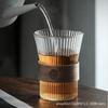 Listra Vertical Órgão Cintura Copo Casa Pendurado Orelha Café Chá Xícara Café Da Manhã Japonês Leite Copo Com Tampa De Copo De Vidro