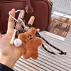 Colgante Oso Frijol Estilo Miu Colgante de Bolso con Cuerda para la Mano Peluche de Béisbol Lindo Llavero de Peluche de Dibujos Animados