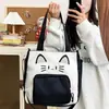 Bolso de Hombro Dibujos Animados Portátil Bolso Tote para Estudiantes Bolso para Tutorías Bolso Cruzado de Lona Niña de Secundaria Gran Capacidad Bolso para Clase