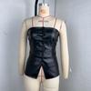 Europeo y Americano Transfronterizo PU para Mujer Diseño Francés Sexy Strapless Top de Cuero sin Tirantes Chaleco Pequeño al por Mayor