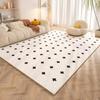 Alfombra de Sala de Estar Estilo Crema, Área Grande, Resistente a Manchas, Fácil Cuidado, Tapete Antideslizante, Alfombra Imitación Cachemira para Dormitorio del Hogar
