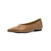 Zapatos de abuela simples de cuero lavado retro estilo otoño 2026 con aumento interno de altura, tacón bajo, punta fina, corte en V, cuero genuino, talla 42 para mujer