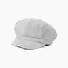 Gorro de pana de color liso estilo coreano para mujer, moderno gorro de pintor artístico combinable para otoño e invierno, gorro octogonal vintage británico.