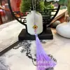Venta Directa de Fábrica Colgante de Borla de Trébol de Cuatro Hojas Cloisonné Estilo Chino Hanfu Botón a Presión Línea Fina Borla Vertical Accesorio