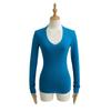 Top Francés Sexy de Corte Slim con Cuello en V Profundo y Manga Larga Primavera y Verano 2025 Nuevo Camiseta Básica Entallada en la Cintura Adelgazante Ant Cintura