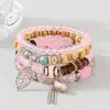 Pulseira de pingente de grão de café com folha oca estilo boêmio, pulseira de contas com cordão elástico de várias camadas, best-seller transfronteiriço