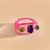 Anillos redondos y cuadrados de resina con incrustaciones de diamantes transfronterizos europeos y americanos, anillos sencillos y elegantes para el dedo índice, joyería exquisita y versátil para mujer al por mayor